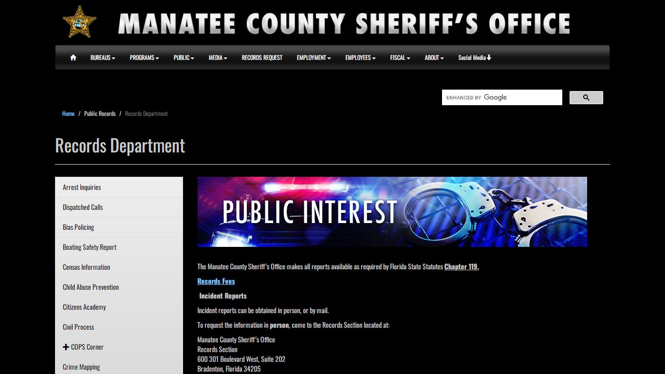 Records Department - Manatee Sheriff