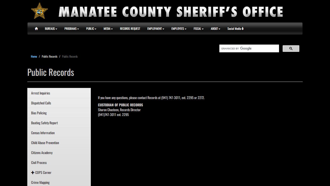 Public Records - Manatee Sheriff